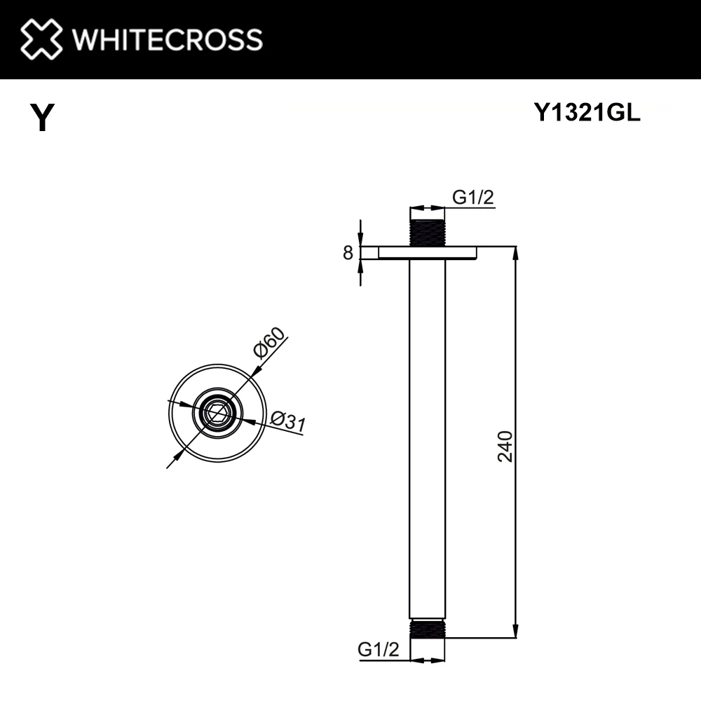 Кронштейн душевой потолочный WHITECROSS Y1321GL (золото) White Cross — изображение товара 2