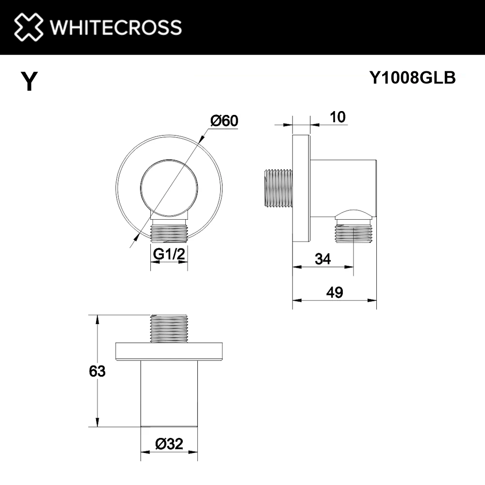 Угловой соединительный элемент WHITECROSS Y1008GLB (брашированное золото) White Cross — изображение товара 3