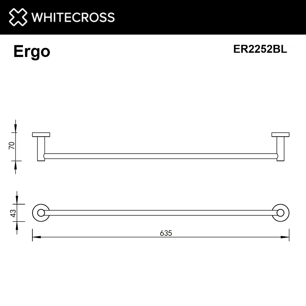 Полотенцедержатель 600 мм. WHITECROSS Ergo ER2252BL (черный мат) White Cross — изображение товара 2