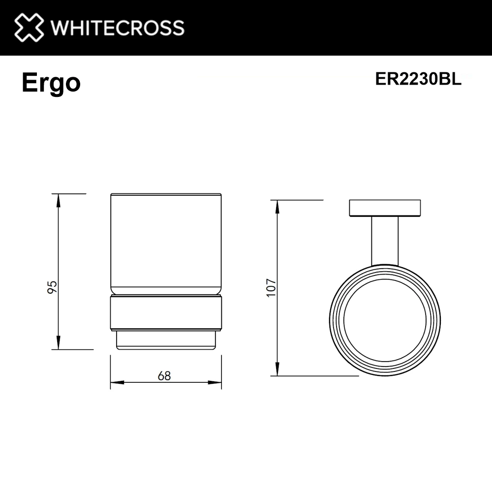 Стакан подвесной WHITECROSS Ergo ER2230BL (черный мат) White Cross — изображение товара 2