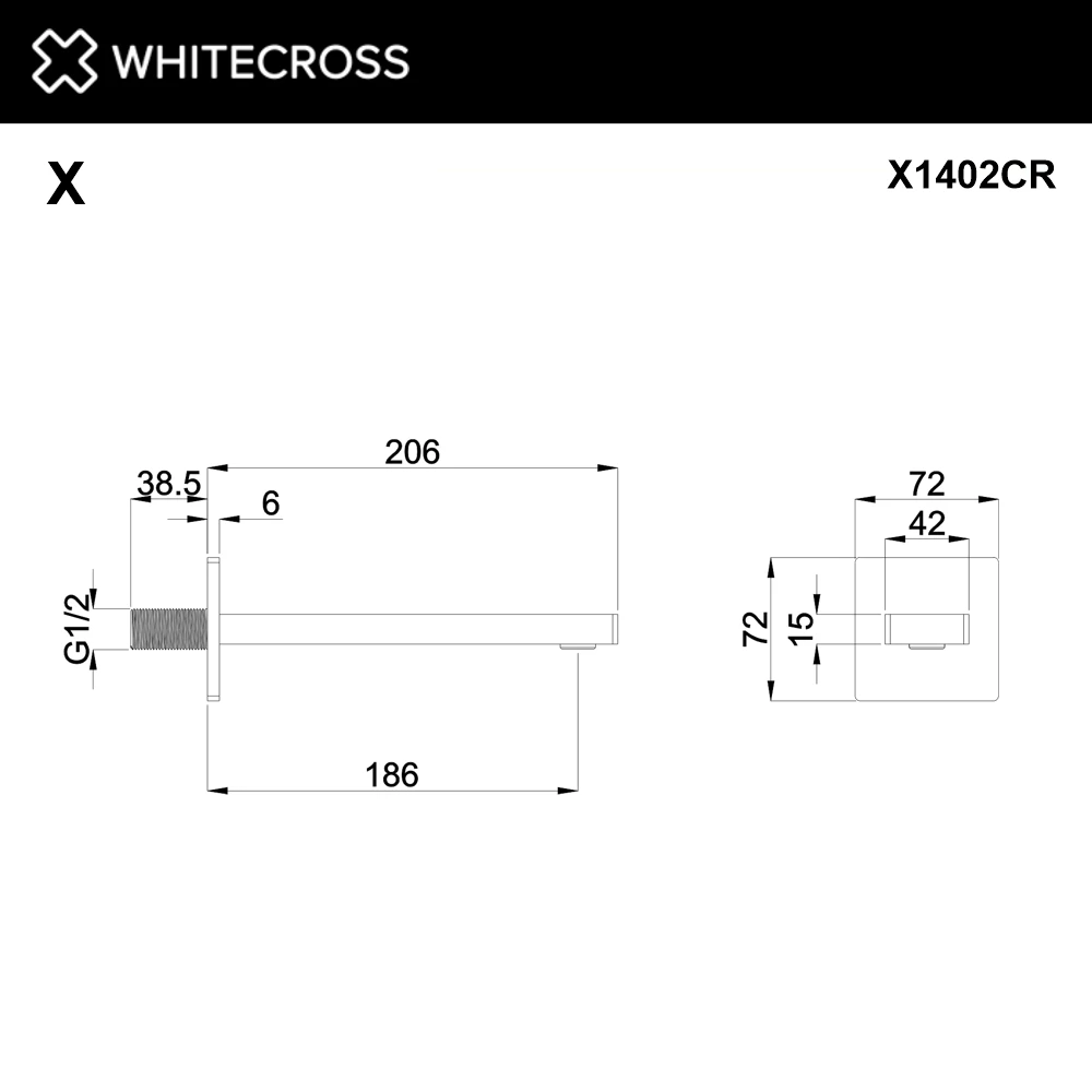 Излив настенный 186 мм WHITECROSS X1402CR (хром) White Cross — изображение товара 2
