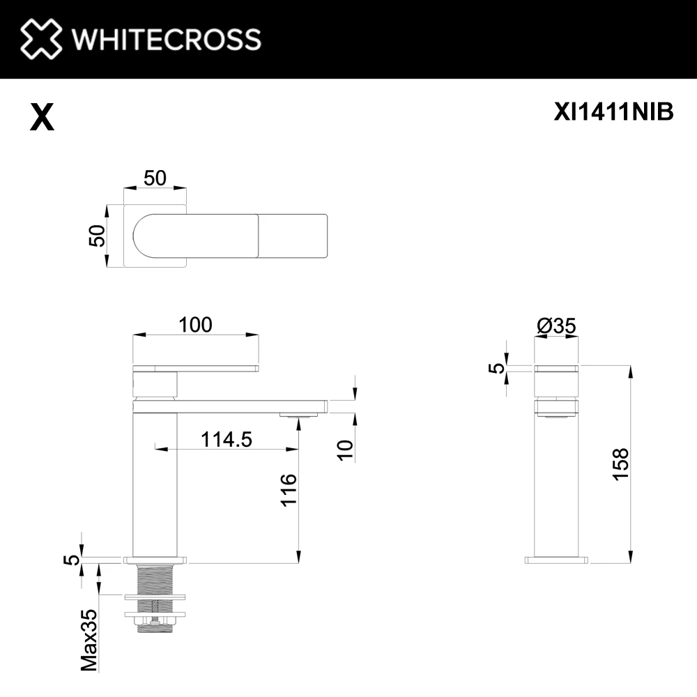 Cмеситель для умывальника WHITECROSS XI1411NIB (брашированный никель) White Cross — изображение товара 2