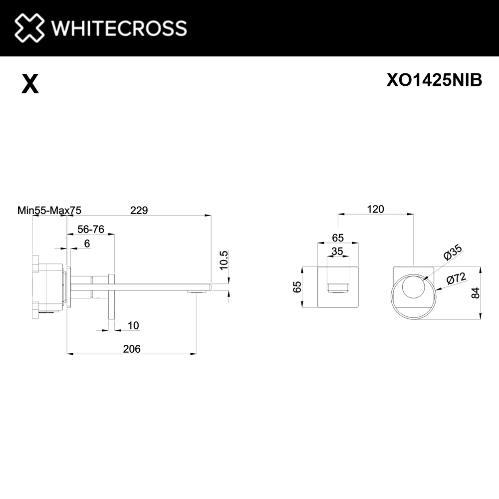 Смеситель для умывальника скрытого монтажа WHITECROSS XO1425NIB (брашированный никель) White Cross — изображение товара 2