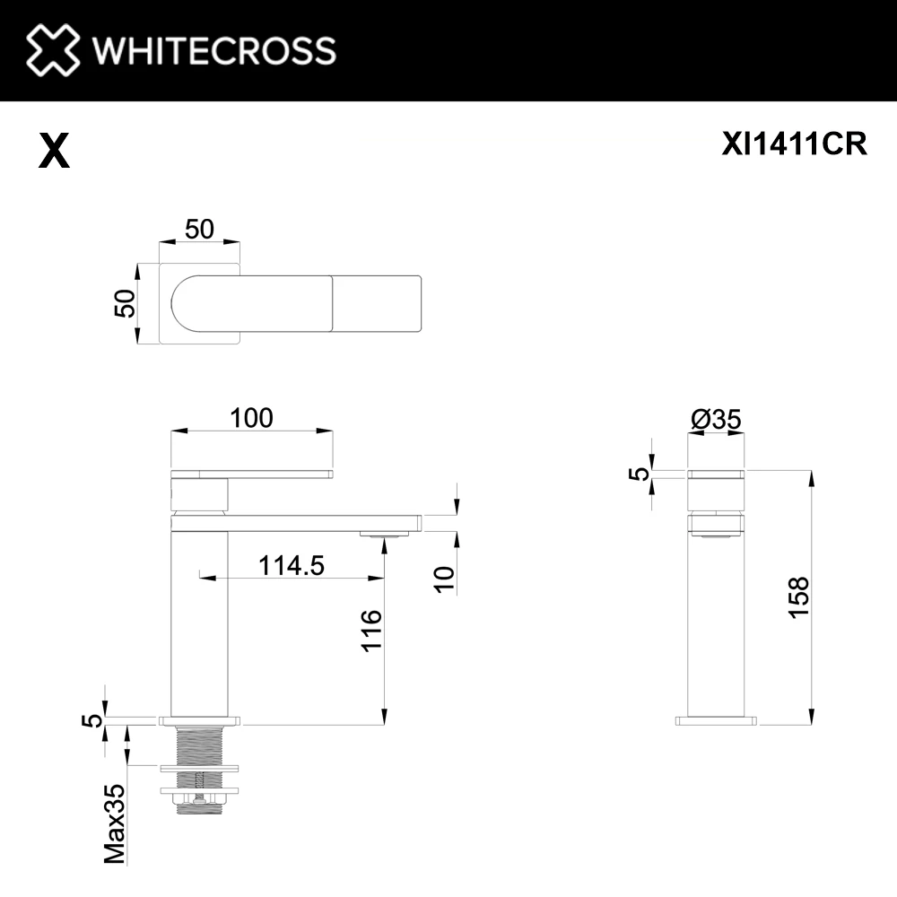 Cмеситель для умывальника WHITECROSS XI1411CR (хром) White Cross — изображение товара 2