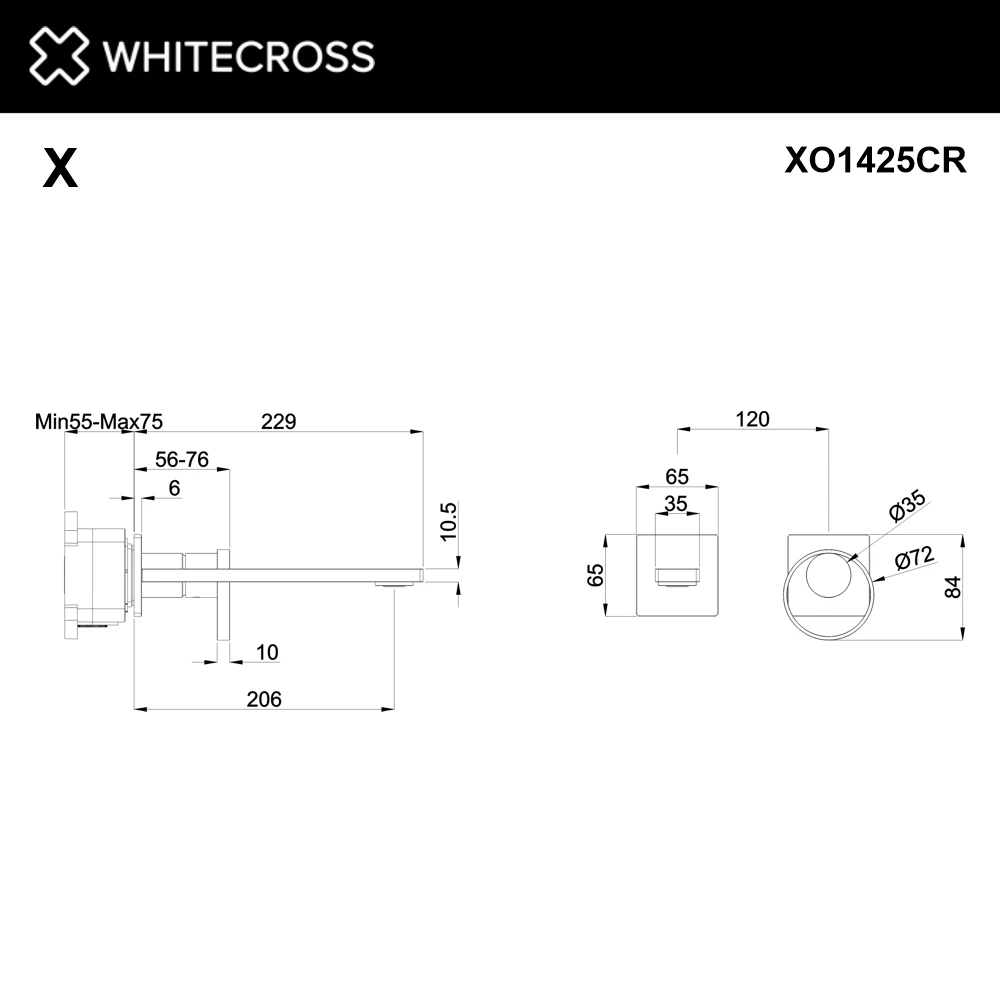 Смеситель для умывальника скрытого монтажа WHITECROSS XO1425CR (хром) White Cross — изображение товара 2