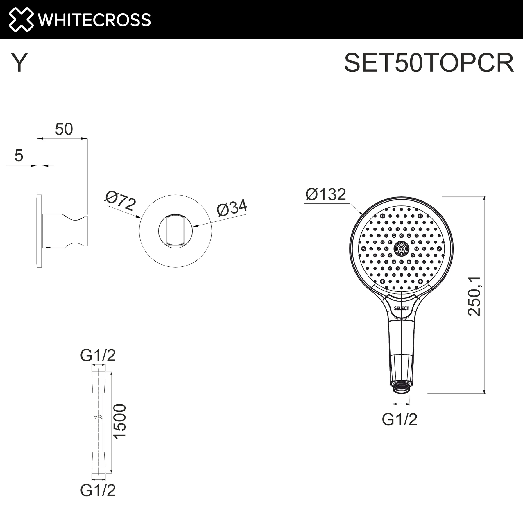 Душевой гарнитур точечный WHITECROSS SET50TOPCR (хром) White Cross — изображение товара 2