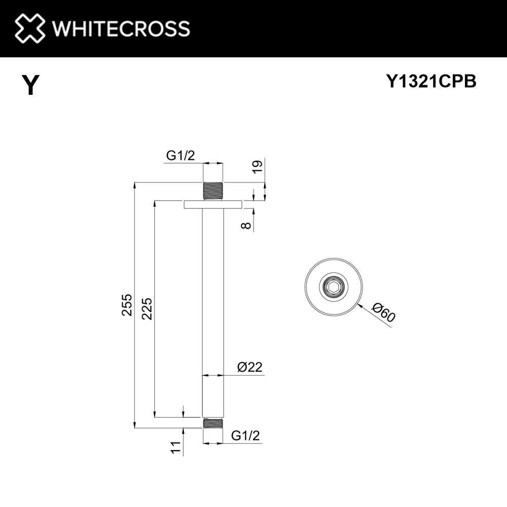 Кронштейн душевой потолочный WHITECROSS Y1321CPB (брашированная медь) White Cross — изображение товара 2