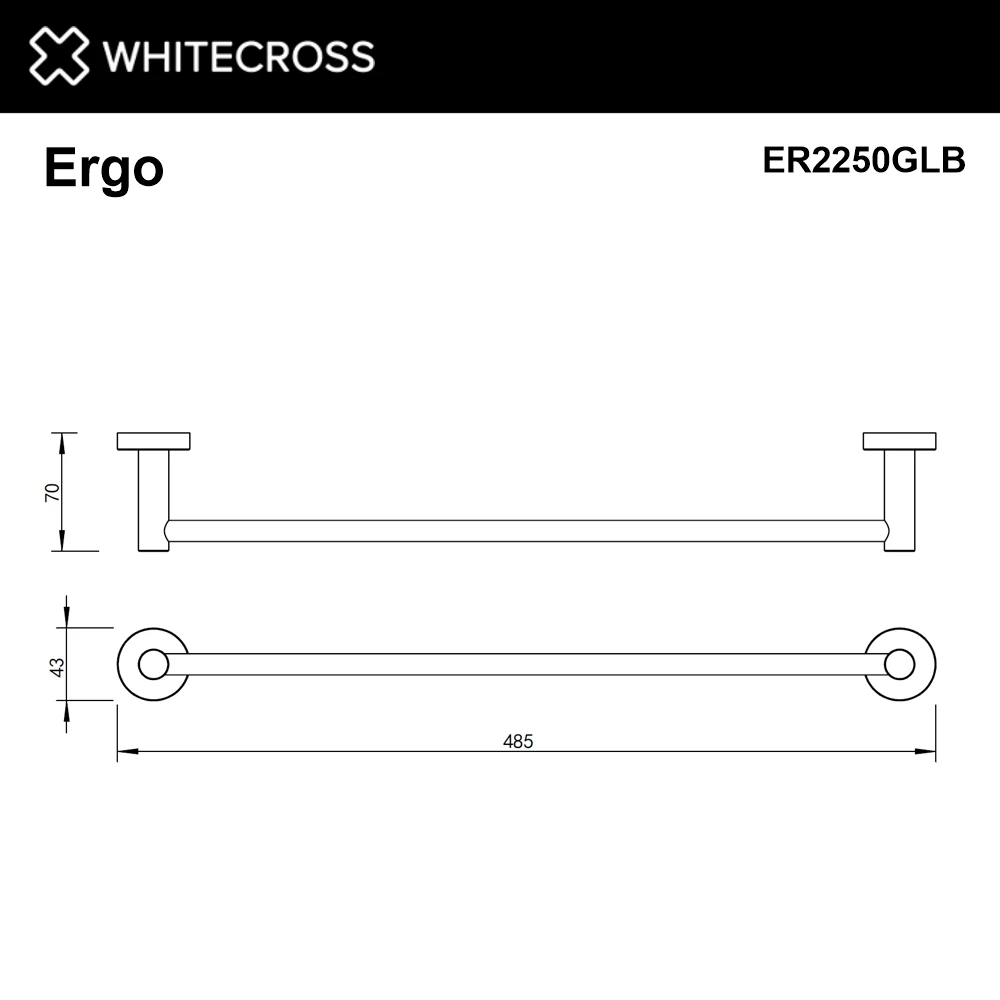 Полотенцедержатель 450 мм. WHITECROSS Ergo ER2250GLB (брашированное золото) White Cross — изображение товара 2