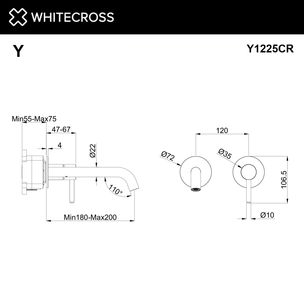 Смеситель для умывальника скрытого монтажа WHITECROSS Y1225CR (хром) White Cross — изображение товара 2