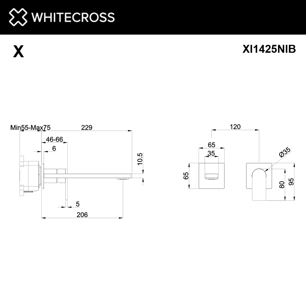 Смеситель для умывальника скрытого монтажа WHITECROSS XI1425NIB (брашированный никель) White Cross — изображение товара 2