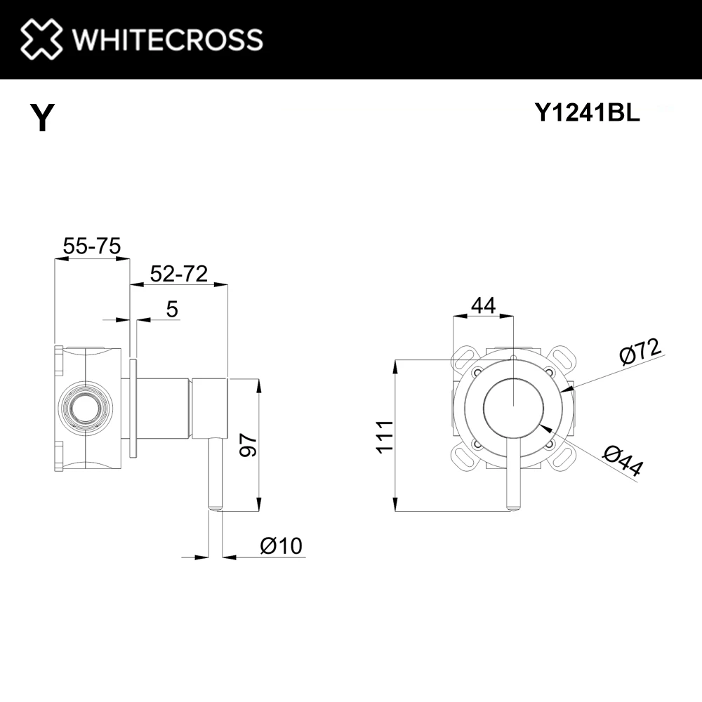 Смеситель скрытого монтажа на 1 потребитель WHITECROSS Y1241BL (черный мат) White Cross — изображение товара 2