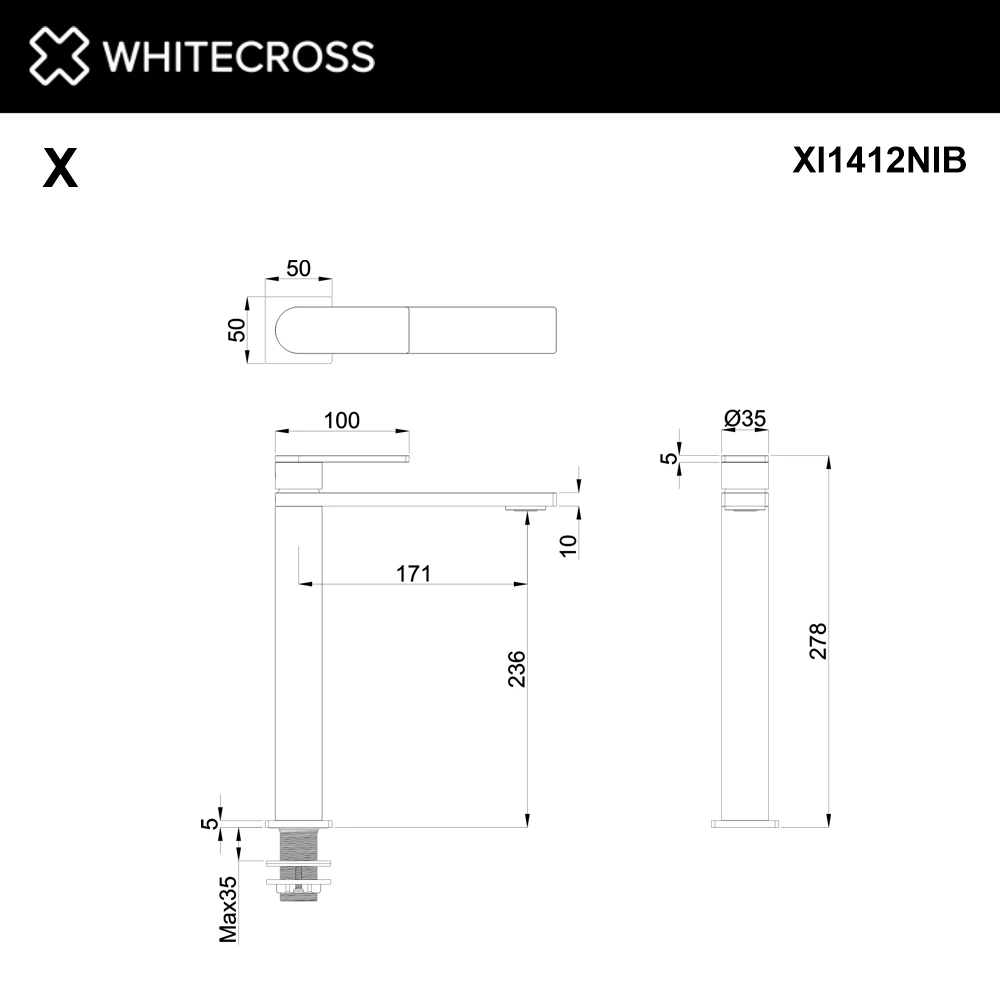 Cмеситель для умывальника WHITECROSS XI1412NIB (брашированный никель) White Cross — изображение товара 2