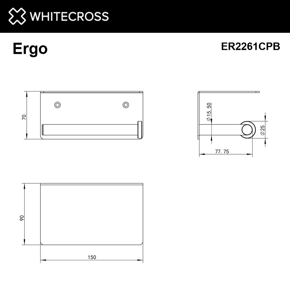 Держатель туалетной бумаги с полкой WHITECROSS Ergo ER2261CPB (брашированная медь) White Cross — изображение товара 2