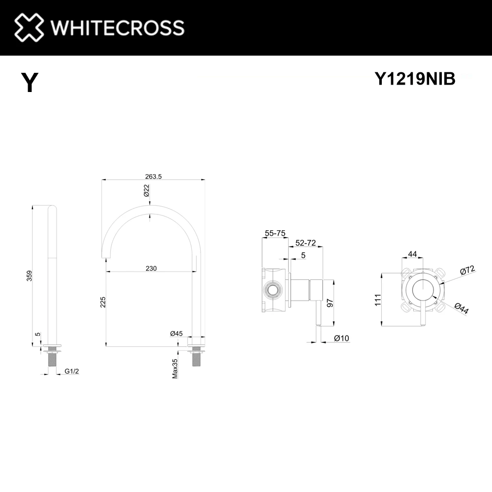 Смеситель для умывальника с выносным управлением WHITECROSS Y1219NIB (брашированный никель) White Cross — изображение товара 2