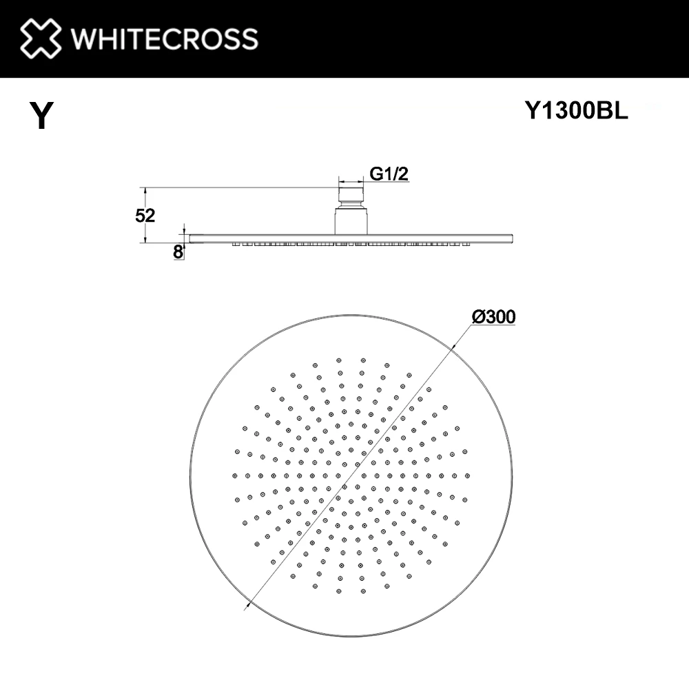 Верхний душ WHITECROSS D=30 см Y1300BL (черный мат) White Cross — изображение товара 2