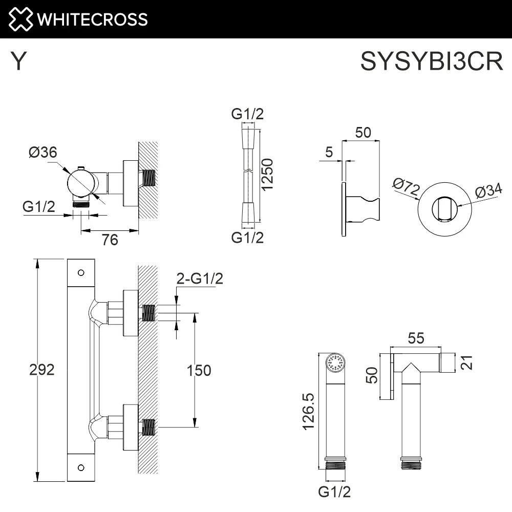 Система для биде наружного монтажа WHITECROSS SYSYBI3CR (хром) White Cross — изображение товара 2