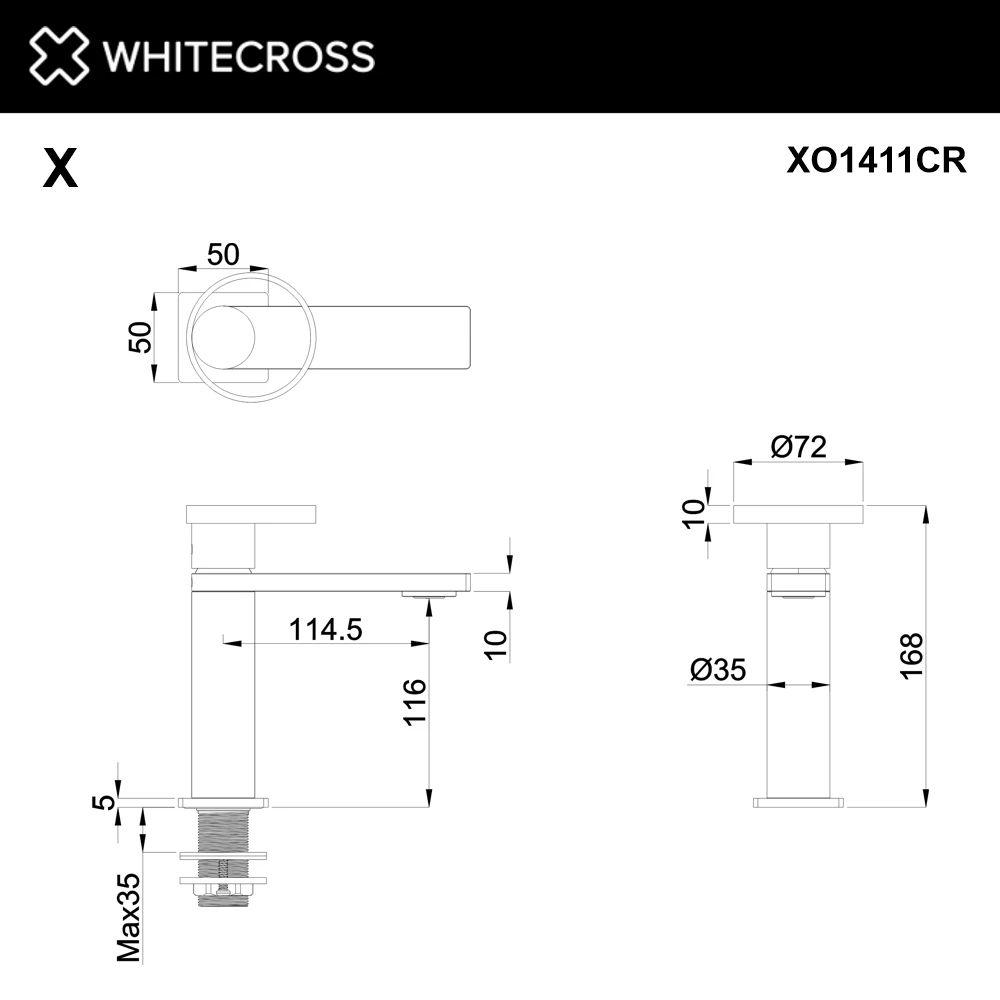 Cмеситель для умывальника WHITECROSS XO1411CR (хром) White Cross — изображение товара 2