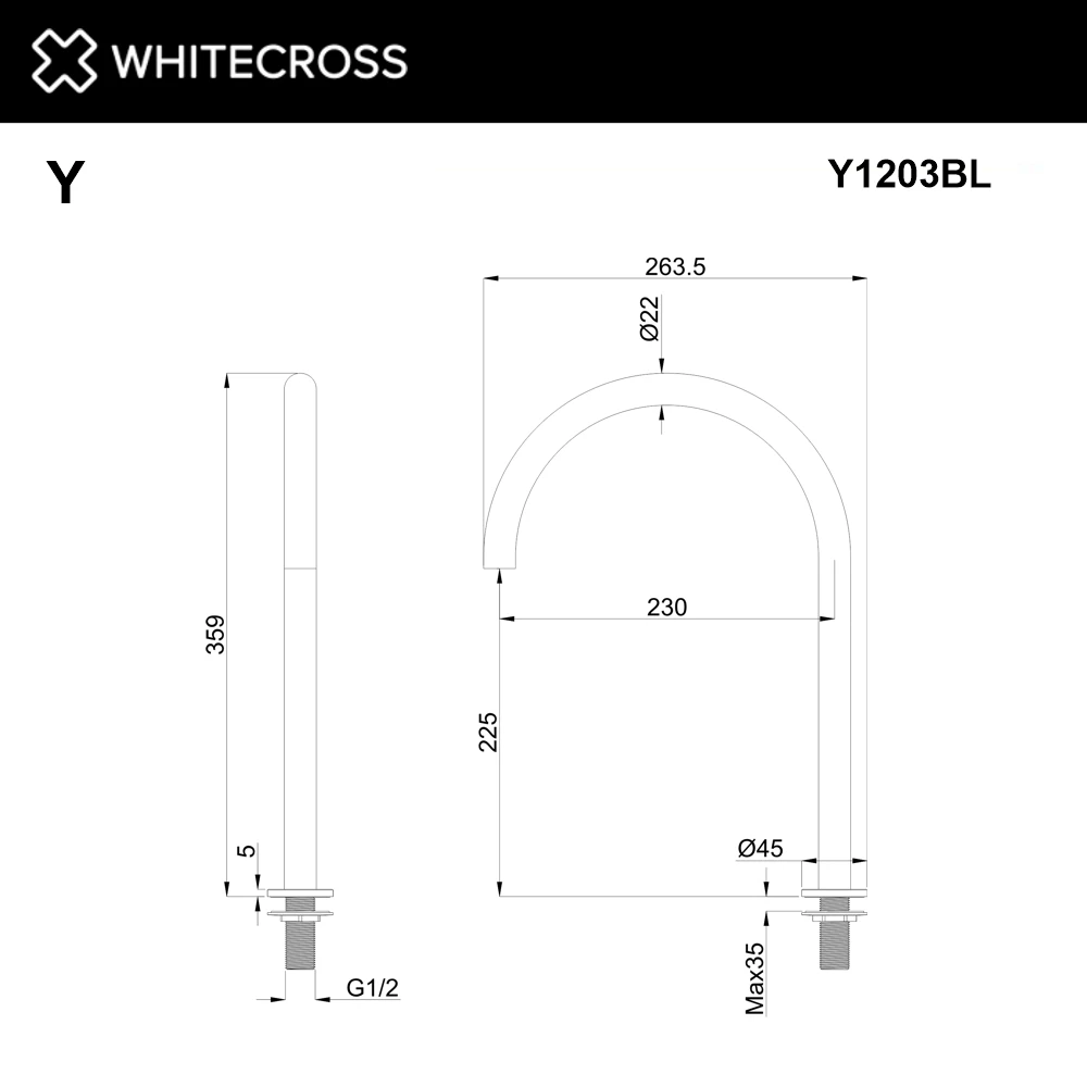 Излив отдельностоящий WHITECROSS Y1203BL (черный мат) White Cross — изображение товара 2