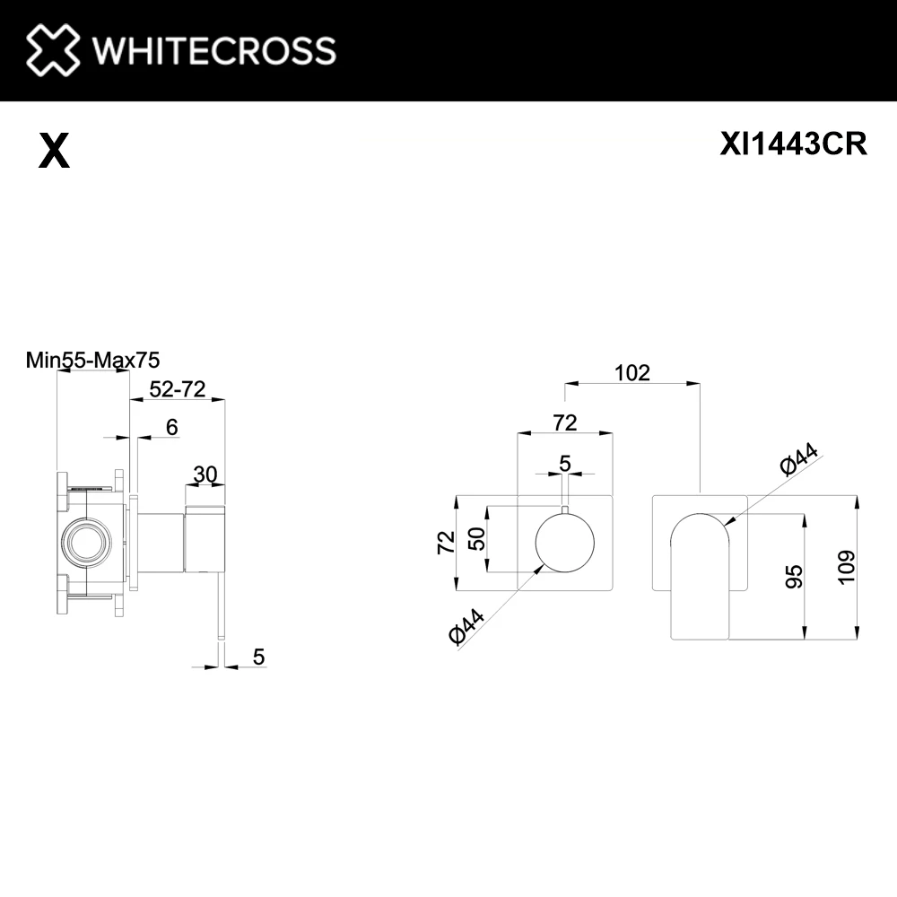 Смеситель скрытого монтажа на 3 потребителя WHITECROSS XI1443CR (хром) White Cross — изображение товара 2