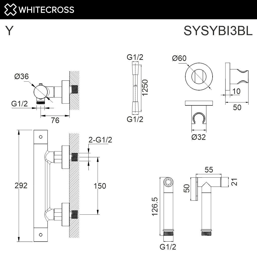 Система для биде наружного монтажа WHITECROSS SYSYBI3BL (черный мат) White Cross — изображение товара 2
