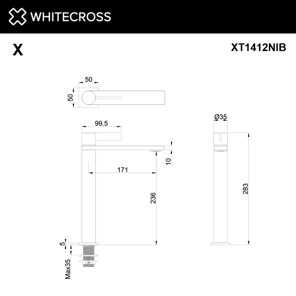 Cмеситель для умывальника WHITECROSS XT1412NIB (брашированный никель) White Cross — изображение товара 2