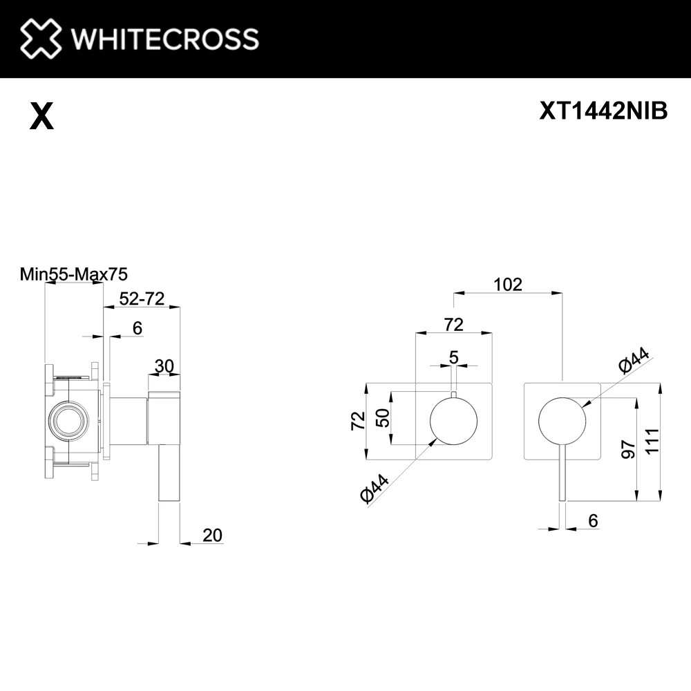 Смеситель скрытого монтажа на 2 потребителя WHITECROSS XT1442NIB (брашированный никель) White Cross — изображение товара 2