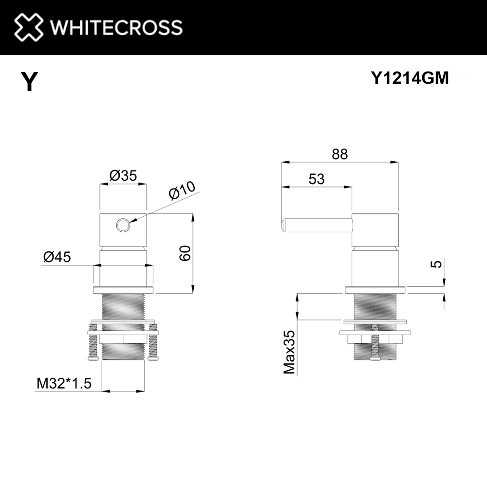 Смеситель для умывальника скрытого монтажа WHITECROSS Y1214GM (оружейная сталь) White Cross — изображение товара 2