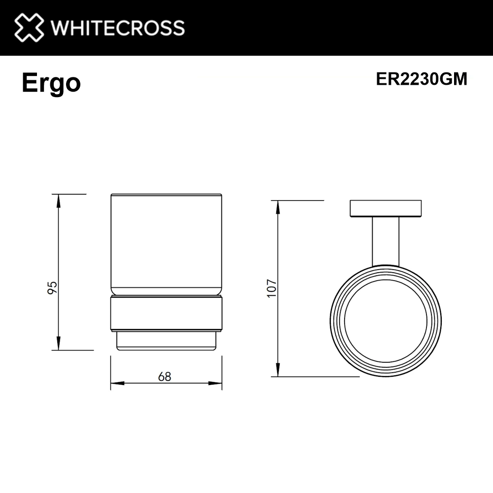Стакан подвесной WHITECROSS Ergo ER2230GM (оружейная сталь) White Cross — изображение товара 2