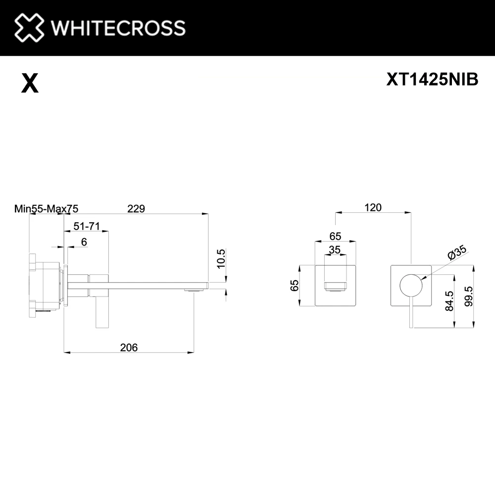 Смеситель для умывальника скрытого монтажа WHITECROSS XT1425NIB (брашированный никель) White Cross — изображение товара 2