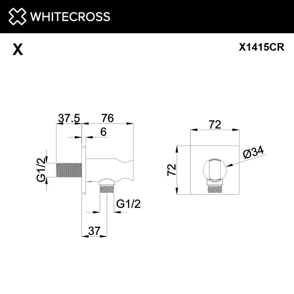 Угловой соединительный элемент с держателем лейки WHITECROSS X1415CR (хром) White Cross — изображение товара 2