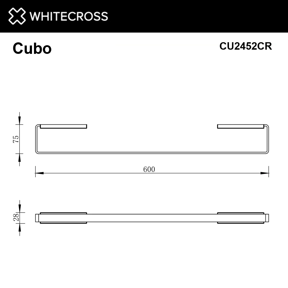 Полотенцедержатель 600 мм. WHITECROSS Cubo CU2452CR (хром) White Cross — изображение товара 2
