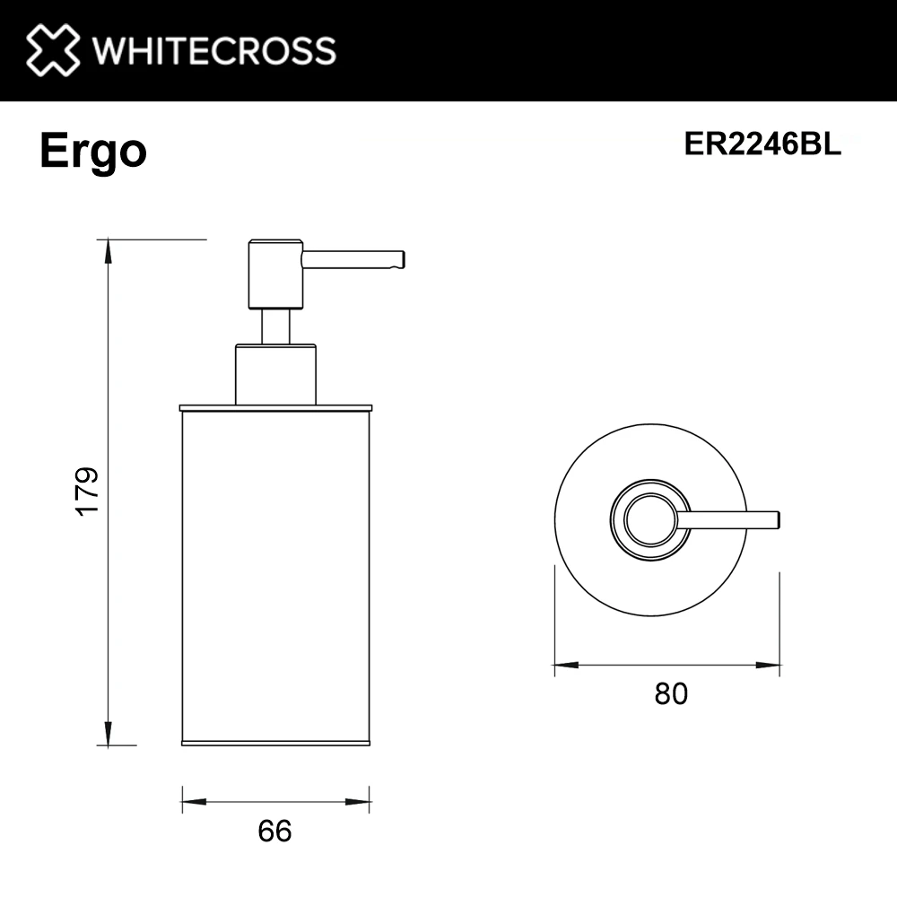 Дозатор для жидкого мыла настольный WHITECROSS Ergo ER2246BL (черный мат) White Cross — изображение товара 2