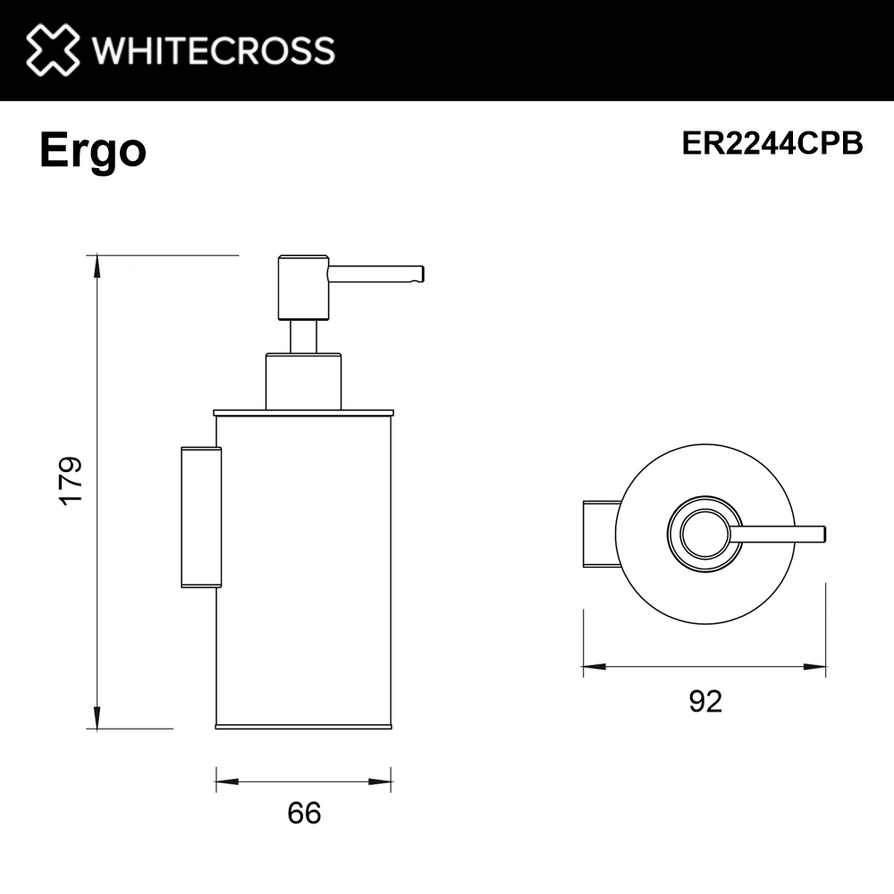 Дозатор для жидкого мыла подвесной WHITECROSS Ergo ER2244CPB (брашированная медь) White Cross — изображение товара 2
