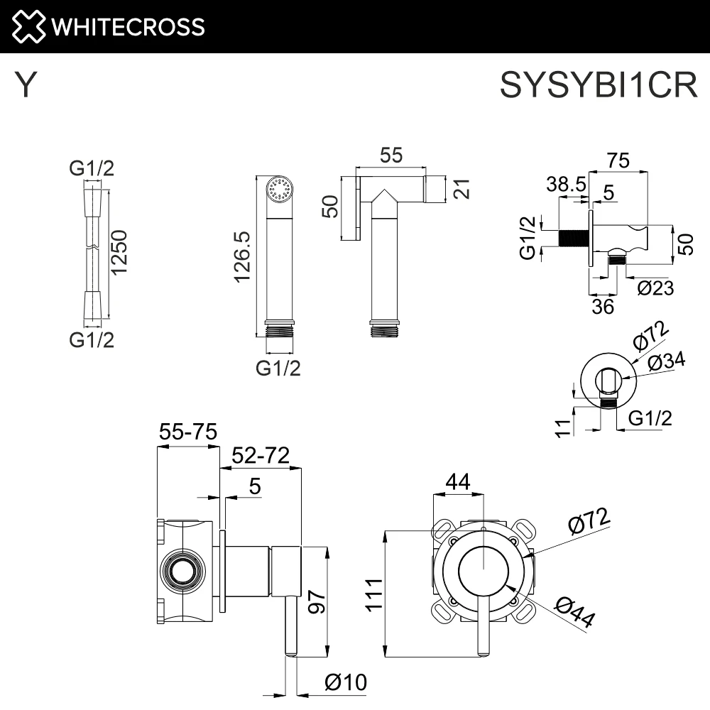 Система для биде скрытого монтажа WHITECROSS SYSYBI1CR (хром) White Cross — изображение товара 2