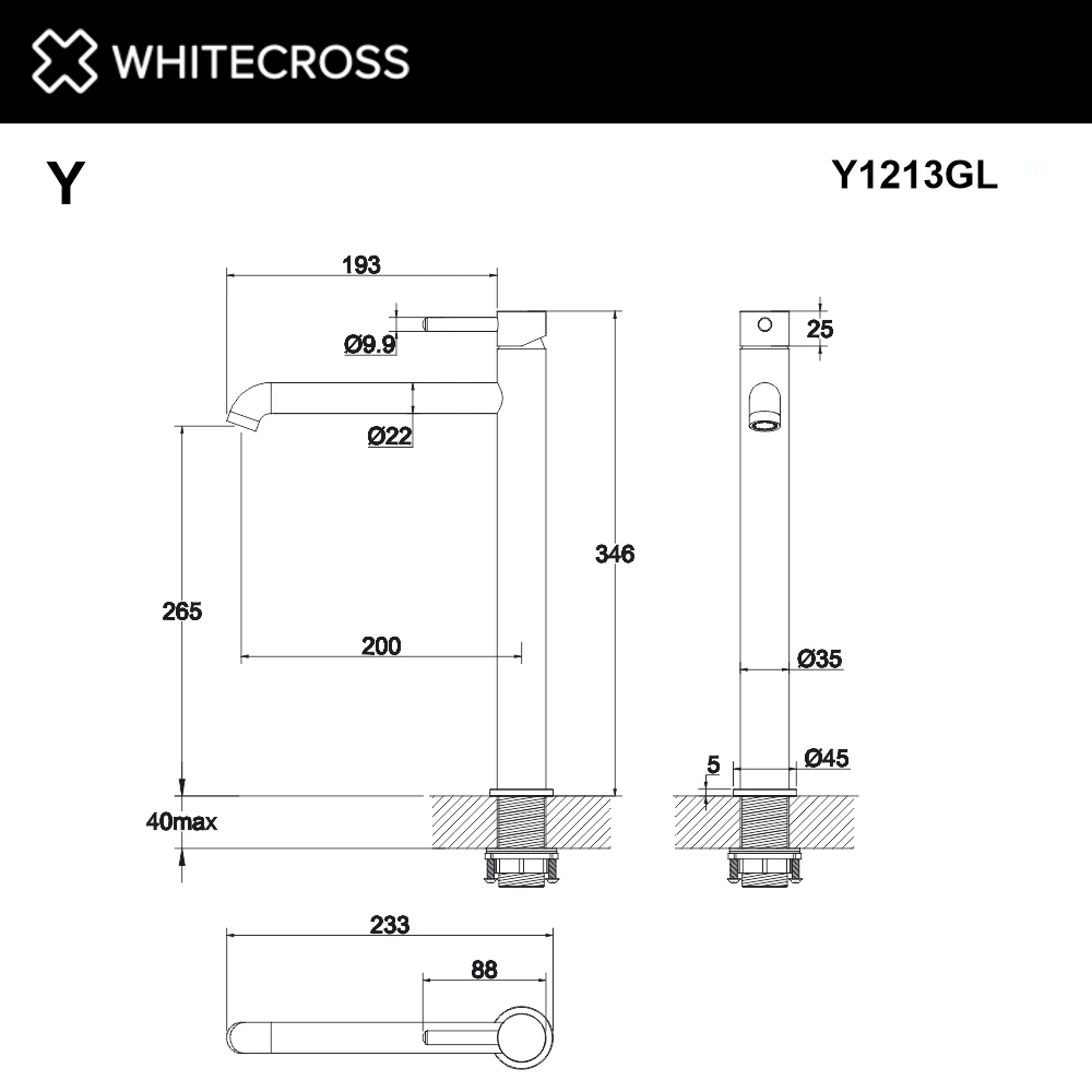 Смеситель для умывальника WHITECROSS Y1213GL (золото) White Cross — изображение товара 3
