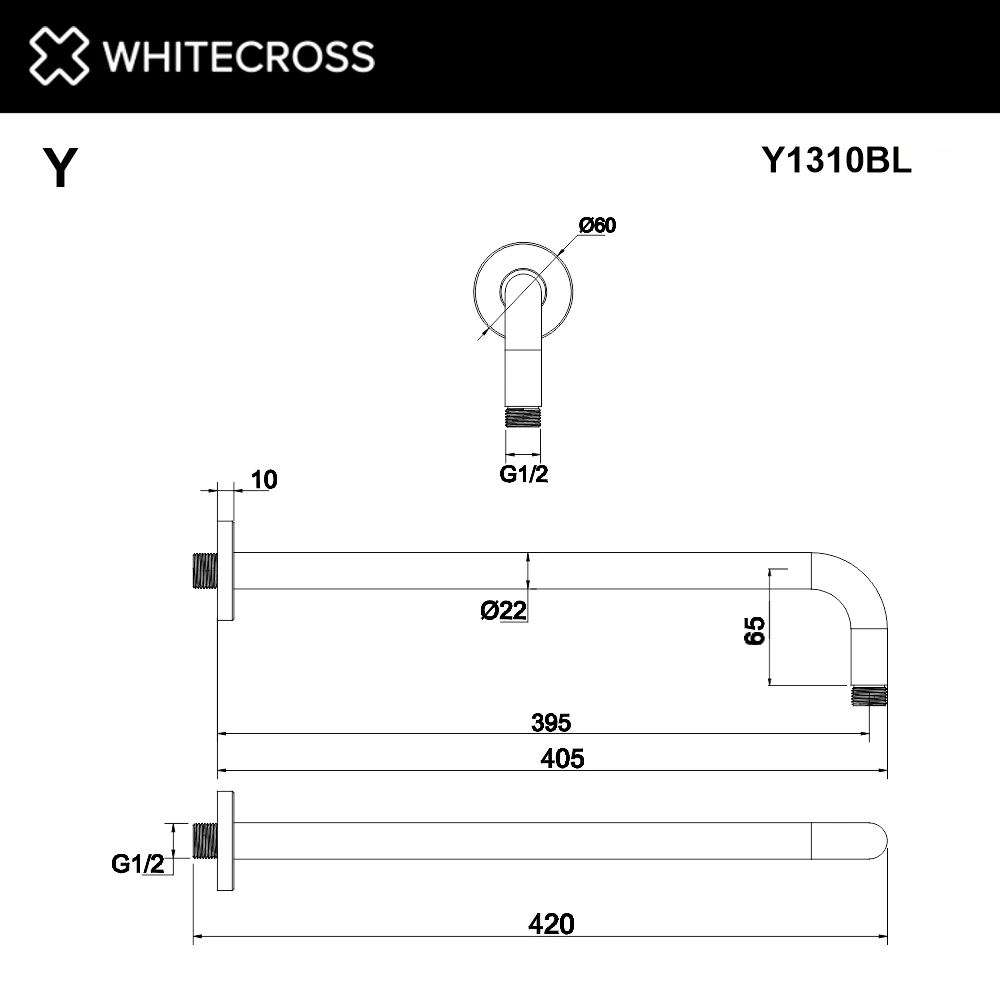 Кронштейн душевой настенный WHITECROSS Y1310BL (черный мат) White Cross — изображение товара 2