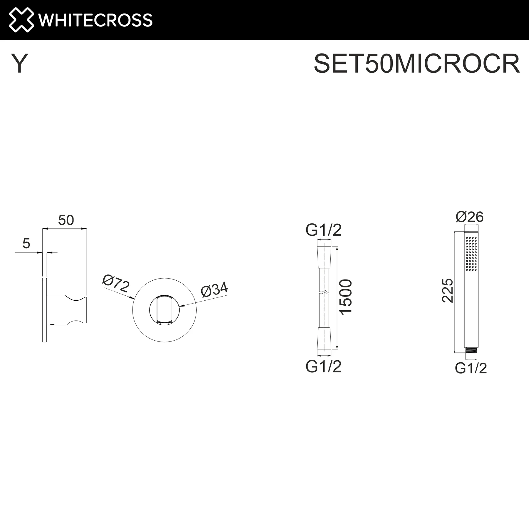 Душевой гарнитур точечный WHITECROSS SET50MICROCR (хром) White Cross — изображение товара 2