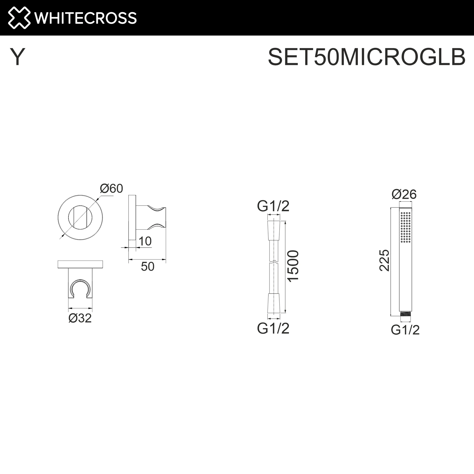 Душевой гарнитур точечный WHITECROSS SET50MICROGLB (брашированное золото) White Cross — изображение товара 2