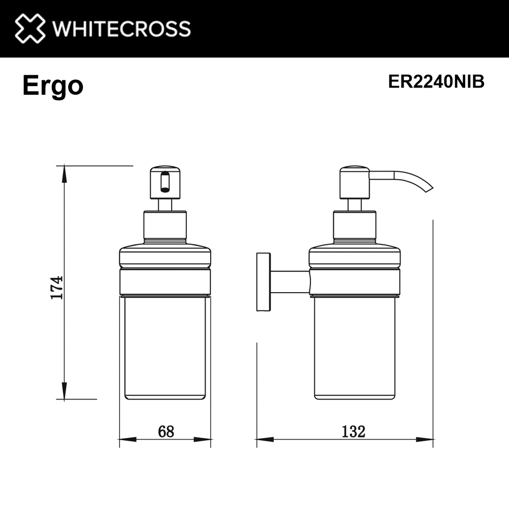 Дозатор для жидкого мыла подвесной WHITECROSS Ergo ER2240NIB (брашированный никель) White Cross — изображение товара 2