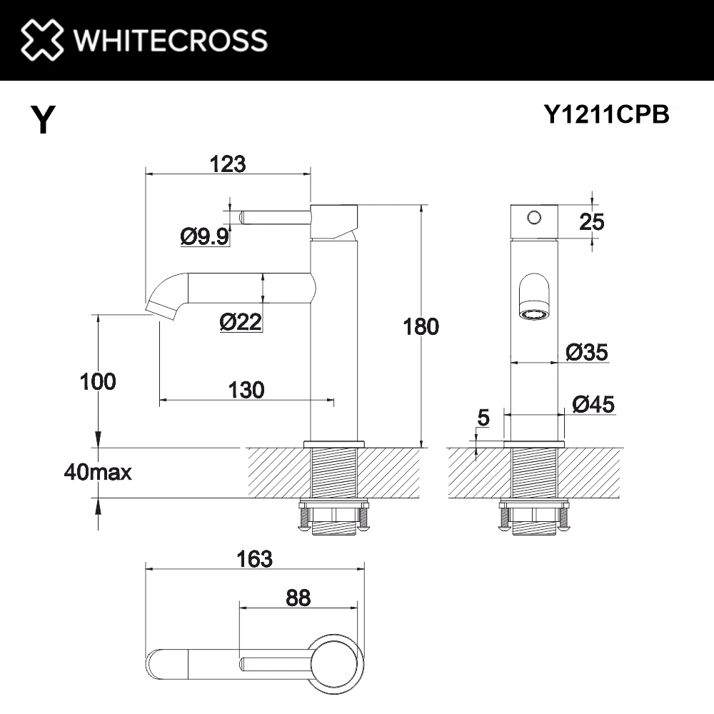 Смеситель для умывальника WHITECROSS Y1211CPB (брашированная медь) White Cross — изображение товара 3