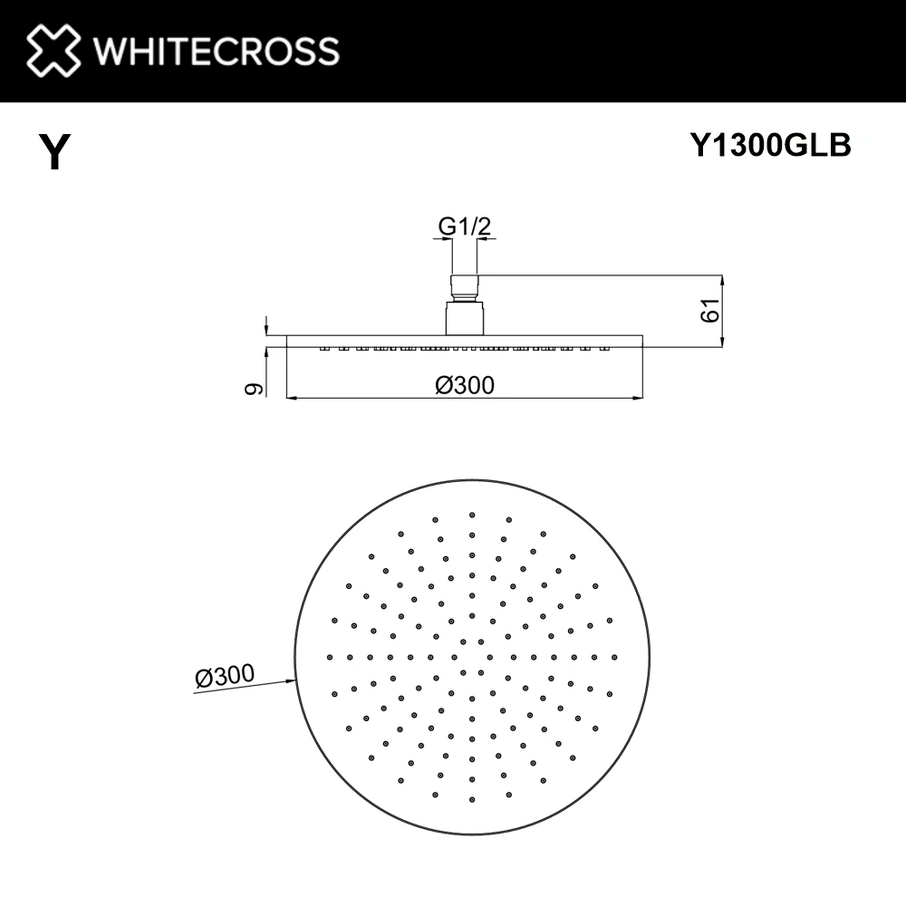Верхний душ WHITECROSS D=30 см Y1300GLB (брашированное золото) White Cross — изображение товара 2
