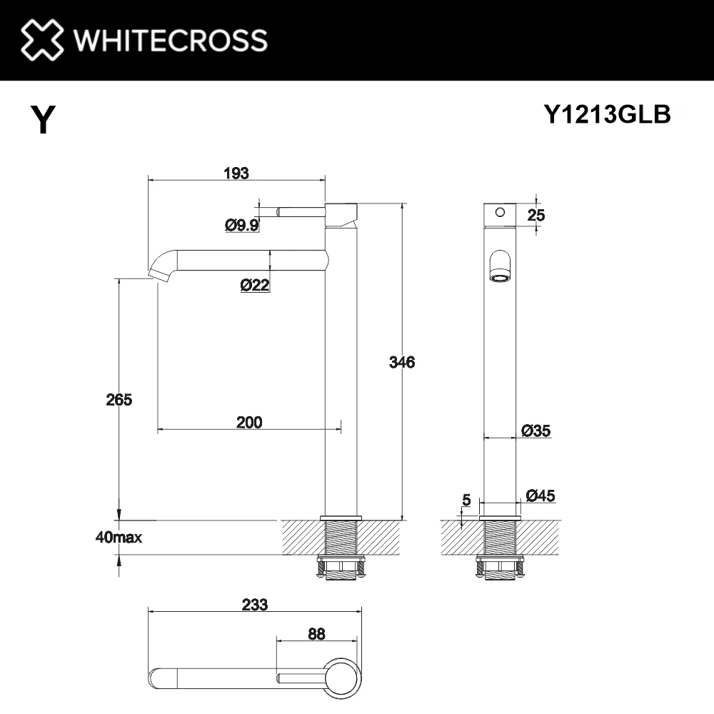 Смеситель для умывальника WHITECROSS Y1213GLB (брашированное золото) White Cross — изображение товара 3