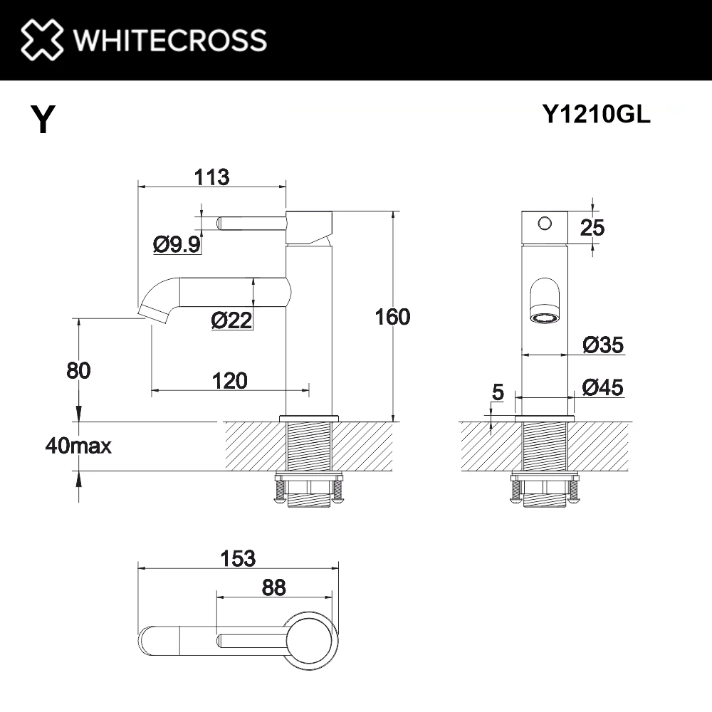 Смеситель для умывальника WHITECROSS Y1210GL (золото) White Cross — изображение товара 3