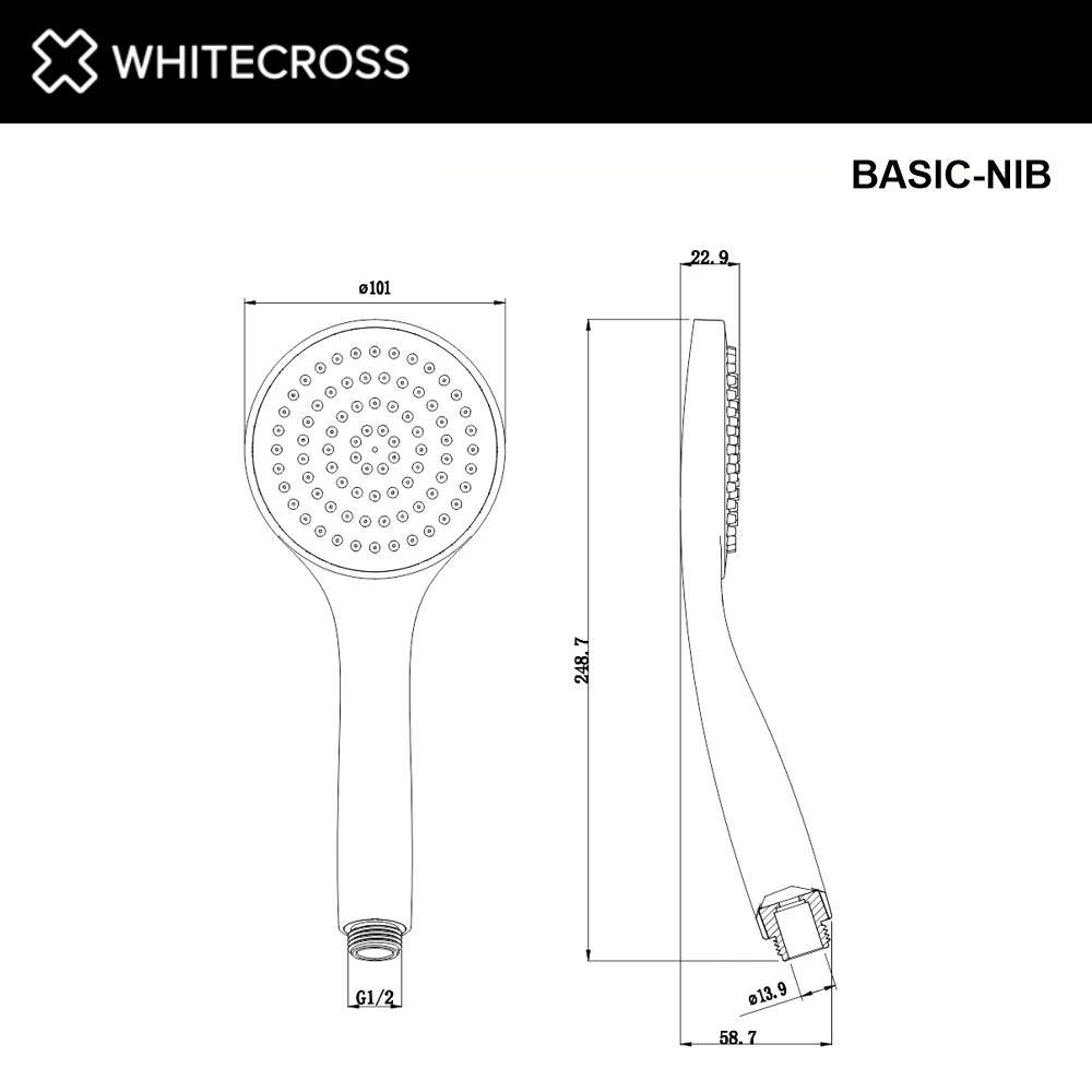 Душевая лейка 1 режим WHITECROSS BASIC-NIB (брашированный никель) White Cross — изображение товара 2