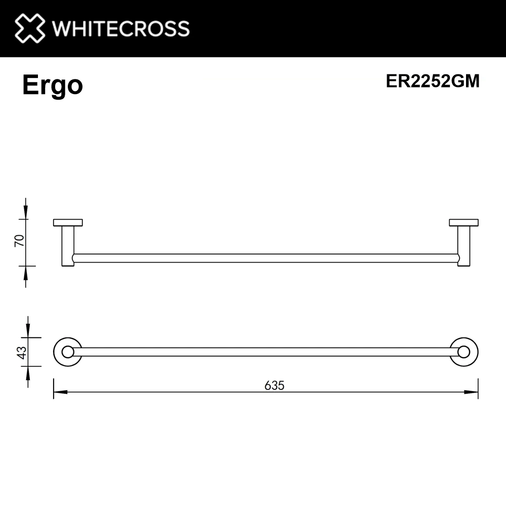 Полотенцедержатель 600 мм. WHITECROSS Ergo ER2252GM (оружейная сталь) White Cross — изображение товара 2