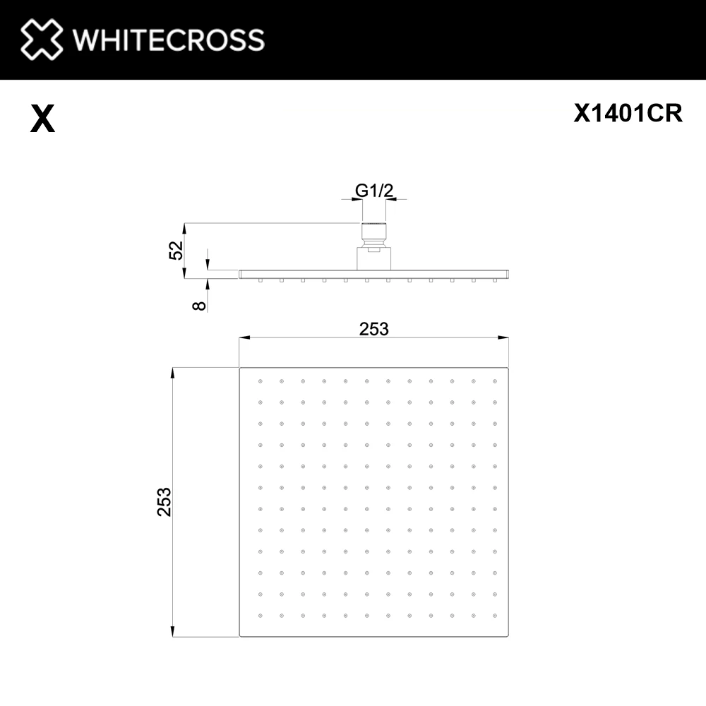 Верхний душ WHITECROSS 25x25 см X1401CR (хром) White Cross — изображение товара 2