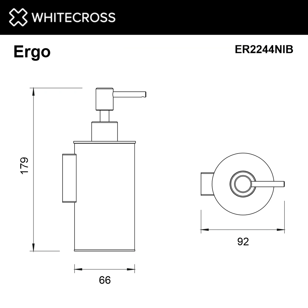 Дозатор для жидкого мыла подвесной WHITECROSS Ergo ER2244NIB (брашированный никель) White Cross — изображение товара 2