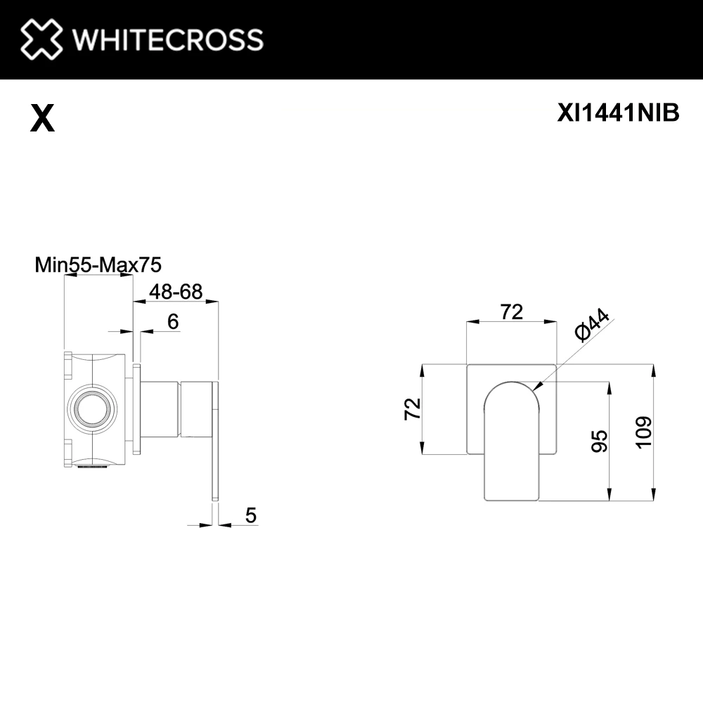 Смеситель скрытого монтажа на 1 потребитель WHITECROSS XI1441NIB (брашированный никель) White Cross — изображение товара 2