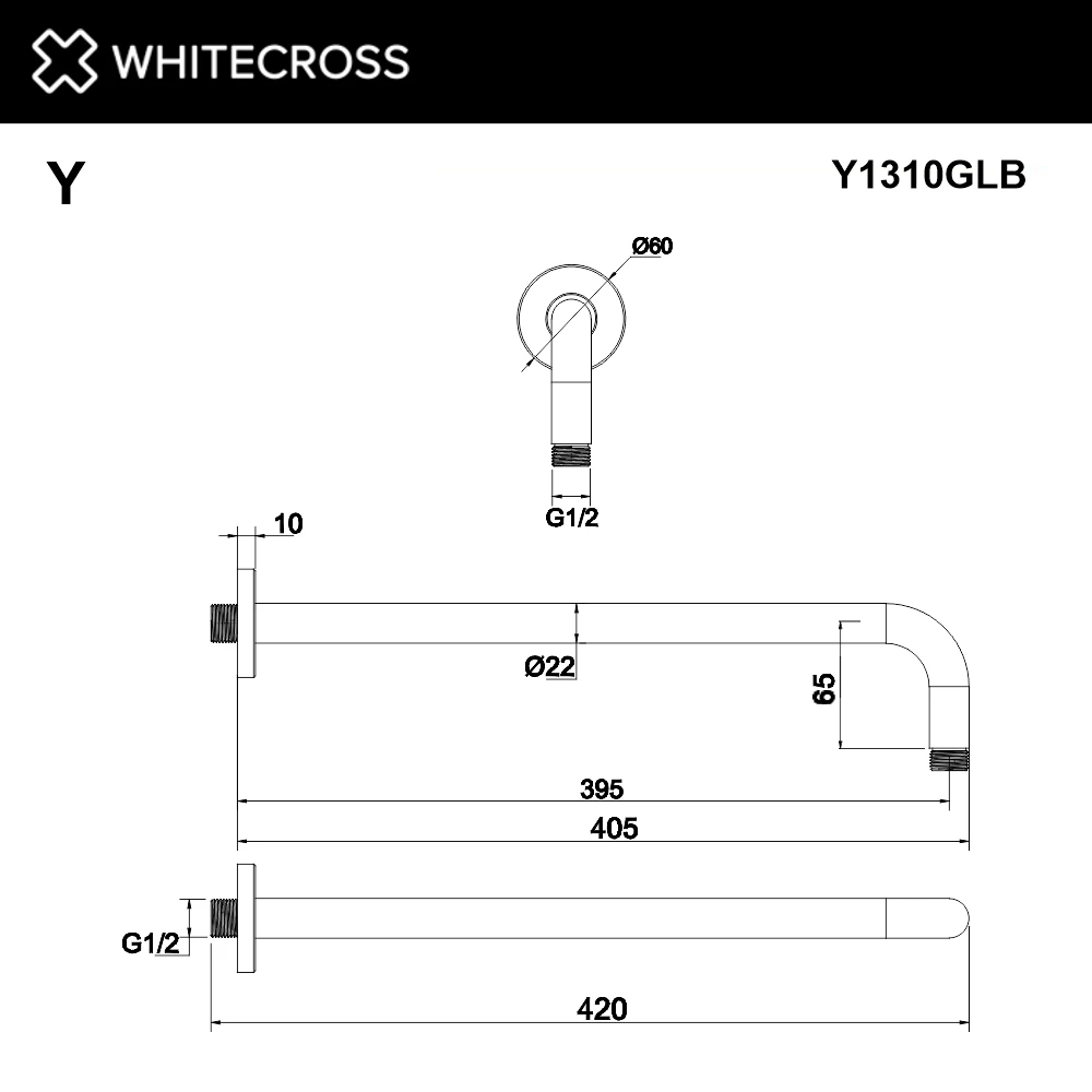 Кронштейн душевой настенный WHITECROSS Y1310GLB (брашированное золото) White Cross — изображение товара 2