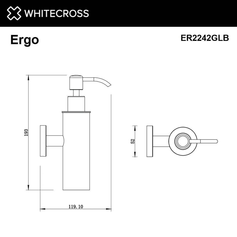 Дозатор для жидкого мыла подвесной WHITECROSS Ergo ER2242GLB (брашированное золото) White Cross — изображение товара 2